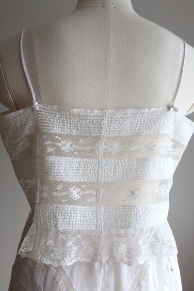 1900s Pintuck and Lace Corset Cover