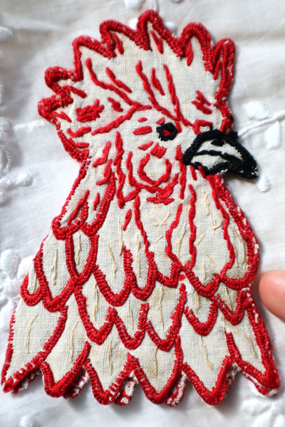 1910s–1920s French Hand-Embroidered Linen Chicken Egg Warmers (Set of 5)