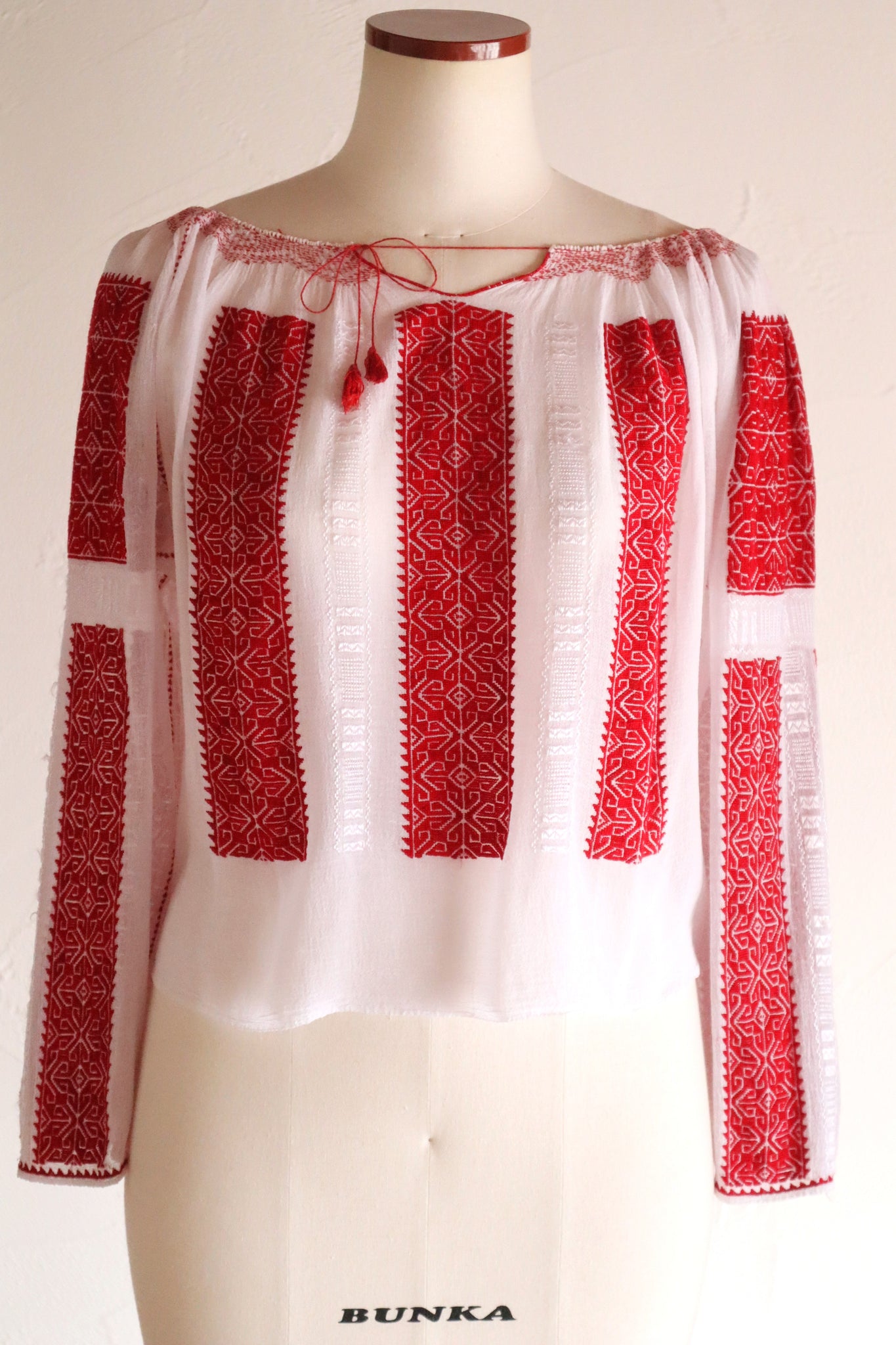 1940s~1950s Romanian Blouse Red