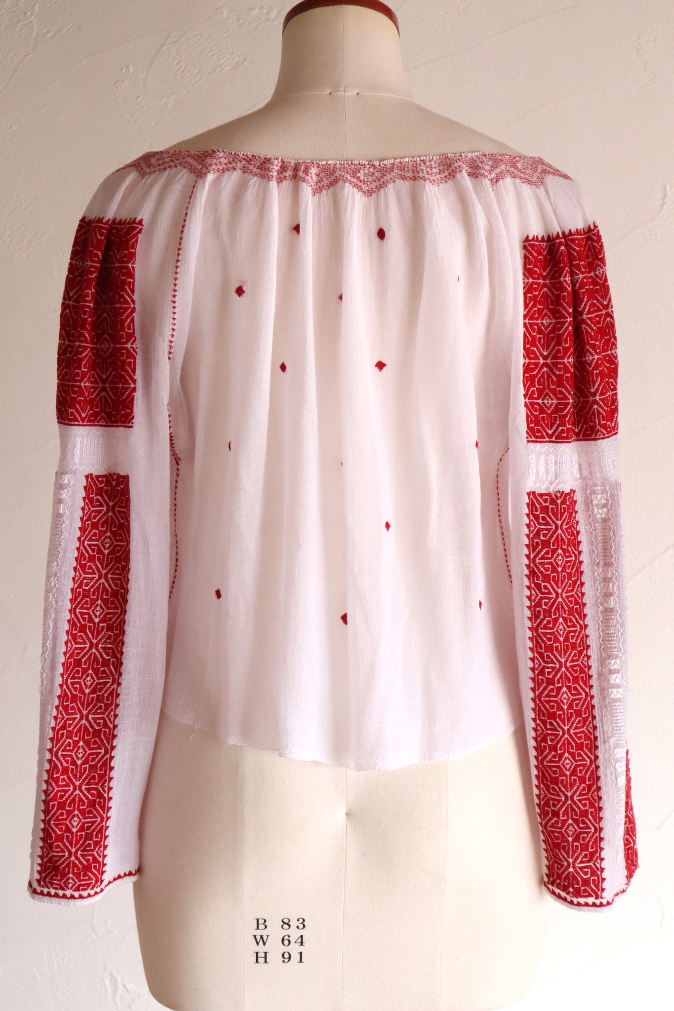 1940s~1950s Romanian Blouse Red