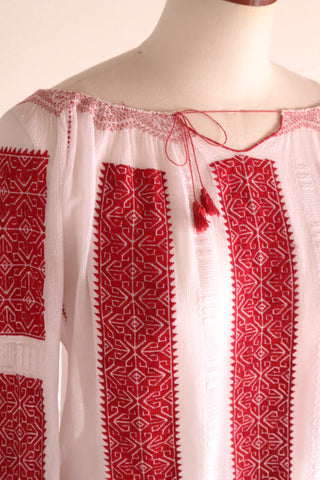 1940s~1950s Romanian Blouse Red