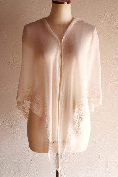 19th Century French Muslin Embroidered Fichu Shawl