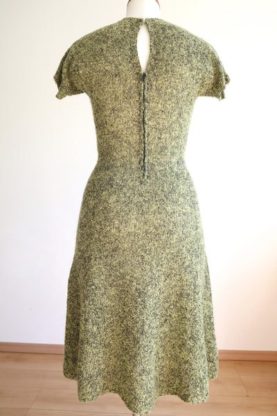 1940s Hand Knit Mix Wool Dress