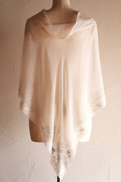 19th Century French Muslin Embroidered Fichu Shawl