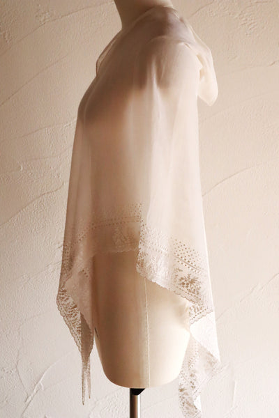 19th Century French Muslin Embroidered Fichu Shawl