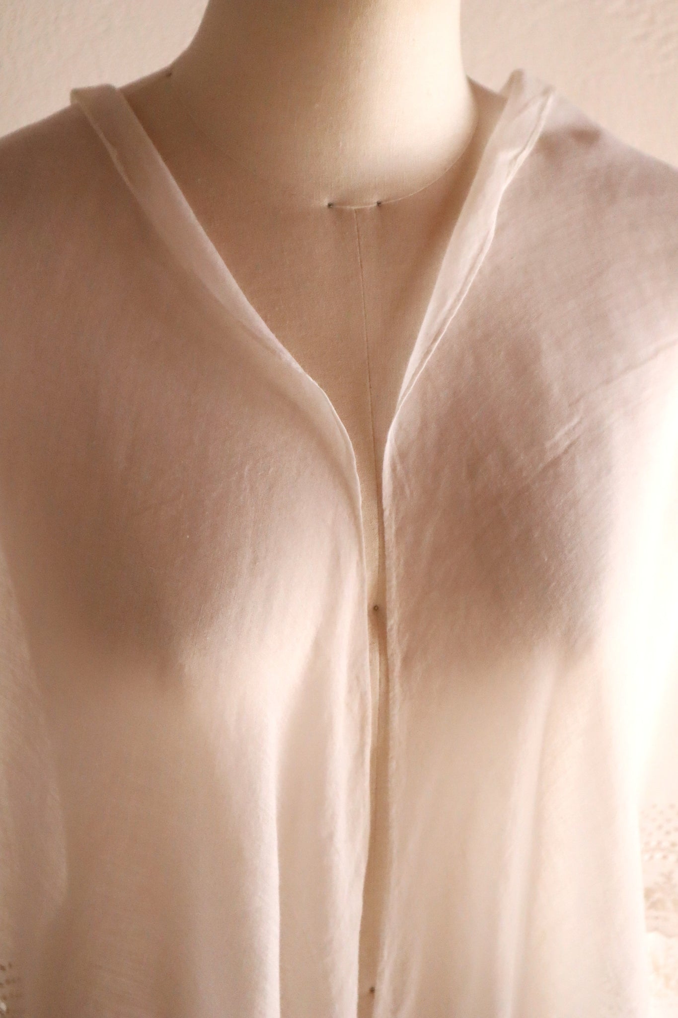 19th Century French Muslin Embroidered Fichu Shawl