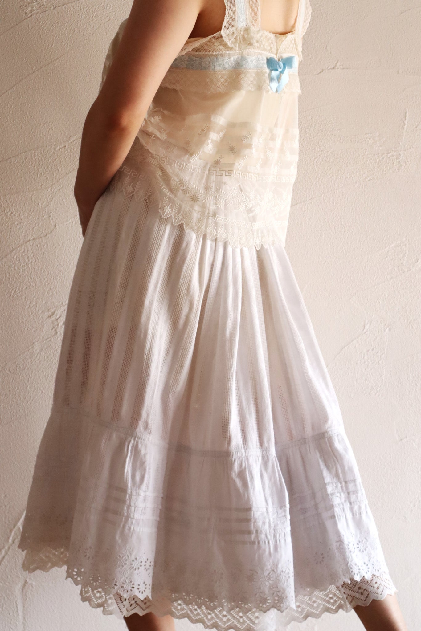 Late 1910s  French Jacquard Cotton Petticoat Skirt