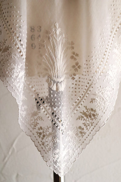 19th Century French Muslin Embroidered Fichu Shawl