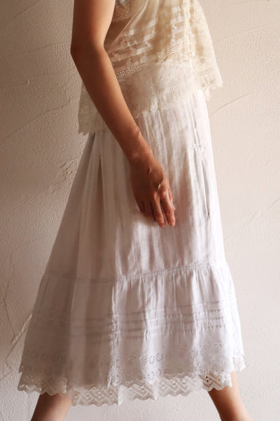Late 1910s  French Jacquard Cotton Petticoat Skirt