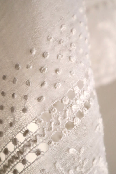 19th Century French Muslin Embroidered Fichu Shawl