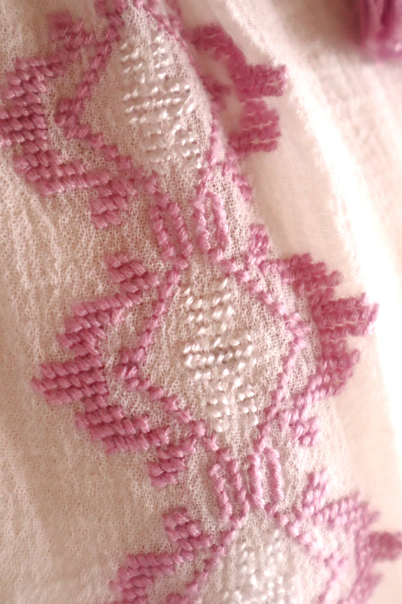 70s Embroidery Romanian Blouse Pink