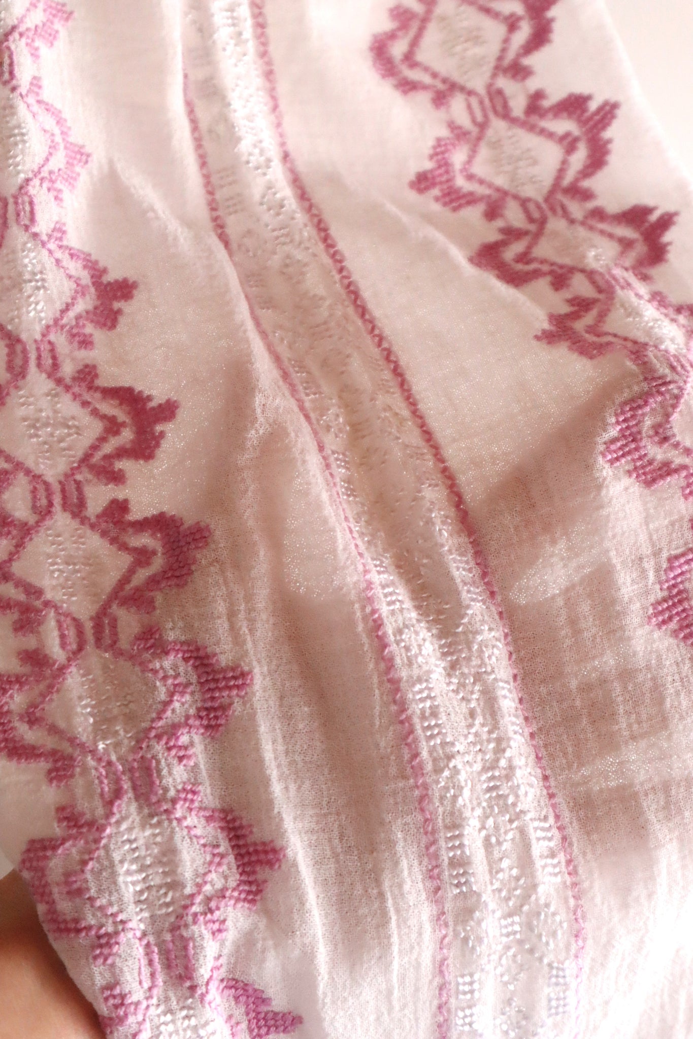 70s Embroidery Romanian Blouse Pink