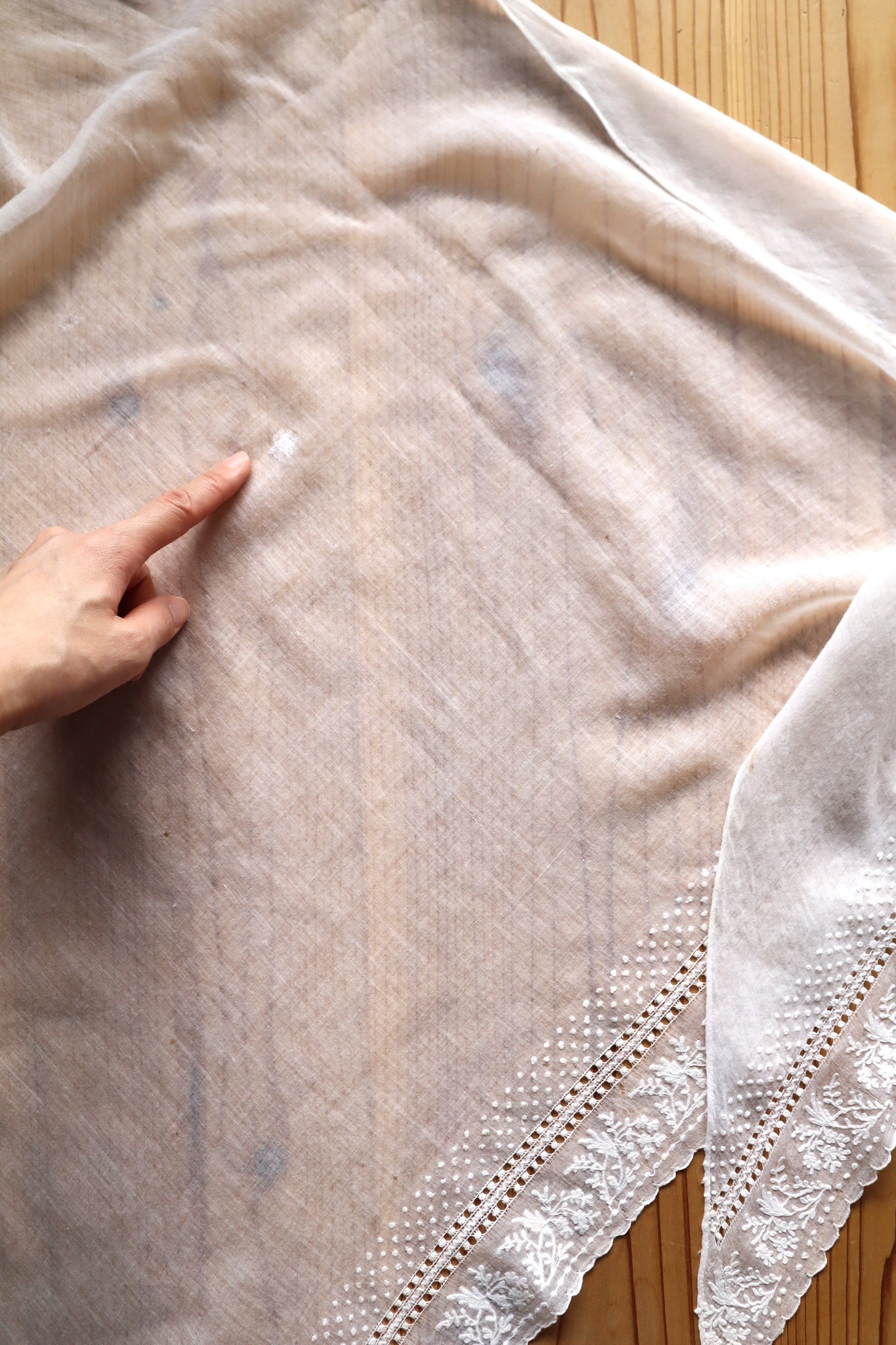 19th Century French Muslin Embroidered Fichu Shawl