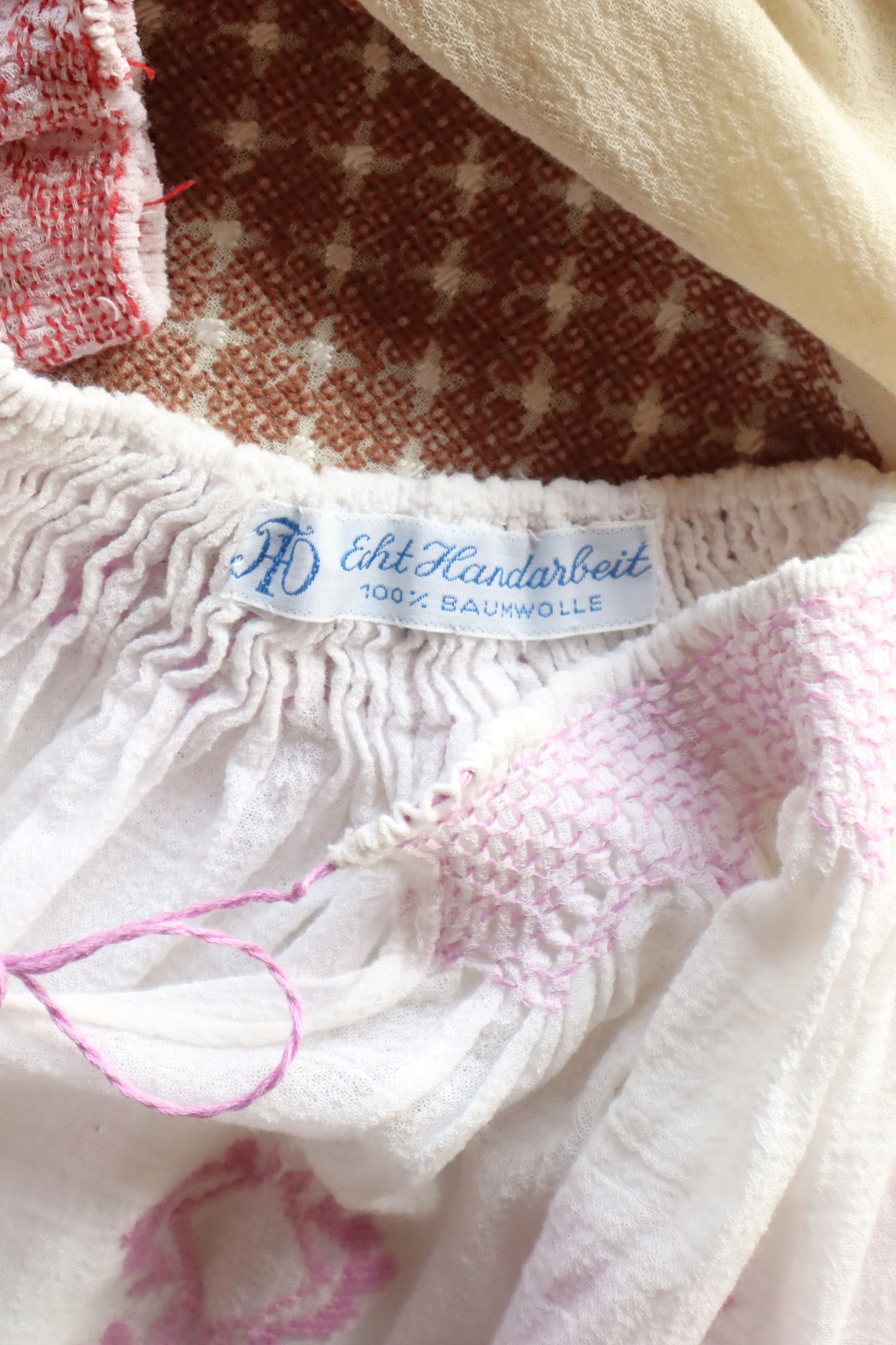 70s Embroidery Romanian Blouse Pink