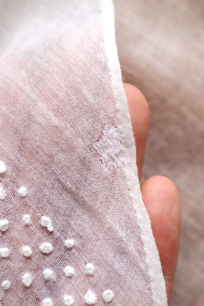 19th Century French Muslin Embroidered Fichu Shawl
