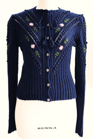 80s Navy Austrian Cardigan Size S
