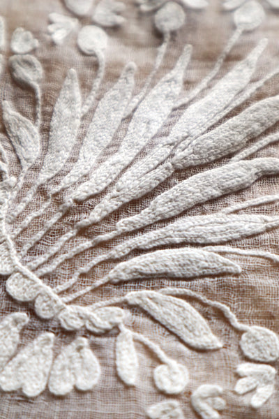 19th Century French Muslin Embroidered Fichu Shawl