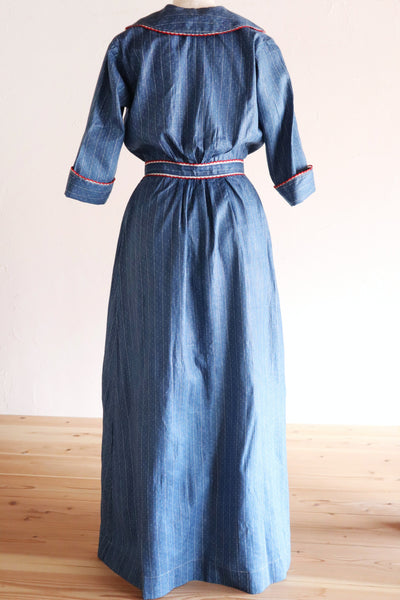 1910s Indigo Calico Dress