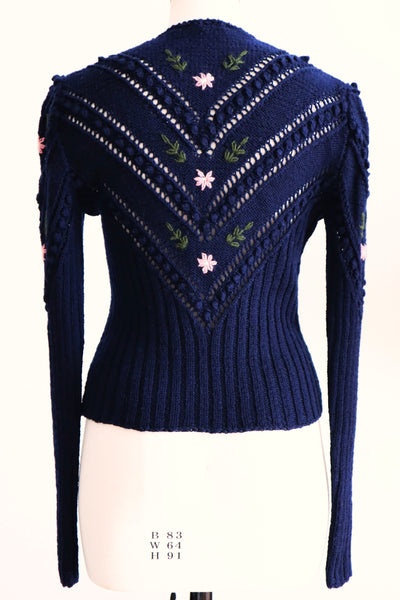 80s Navy Austrian Cardigan Size S
