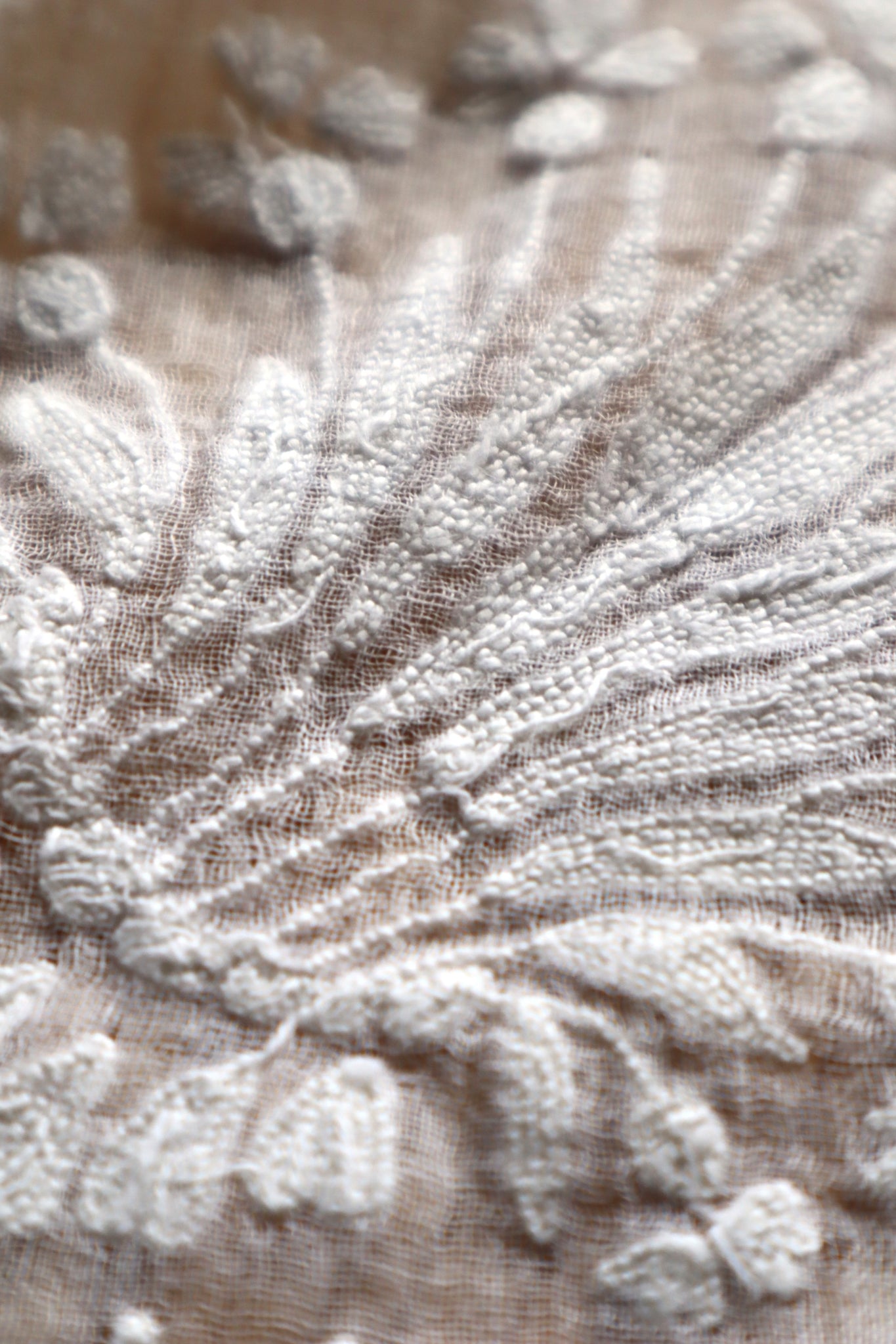 19th Century French Muslin Embroidered Fichu Shawl