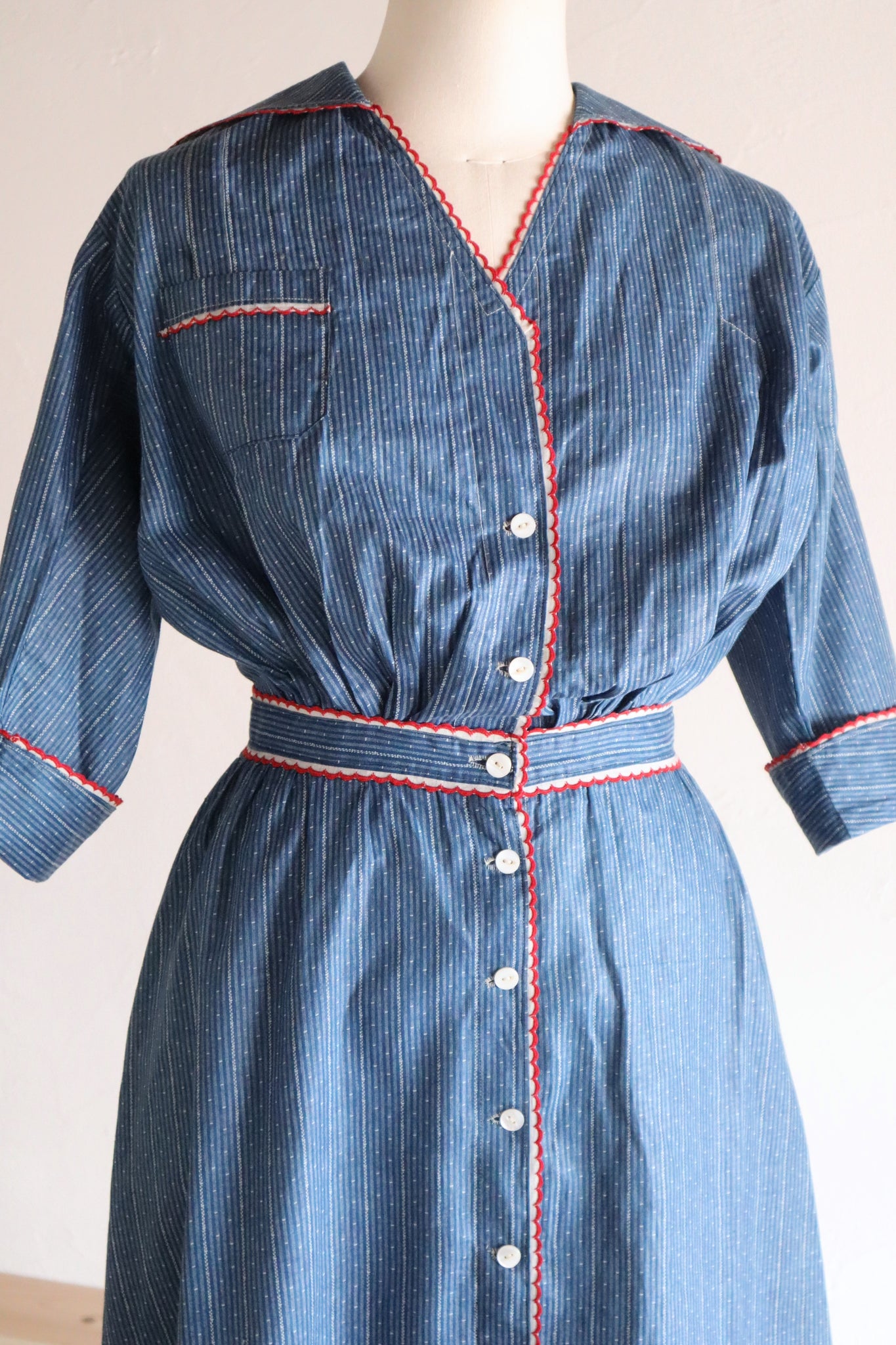1910s Indigo Calico Dress