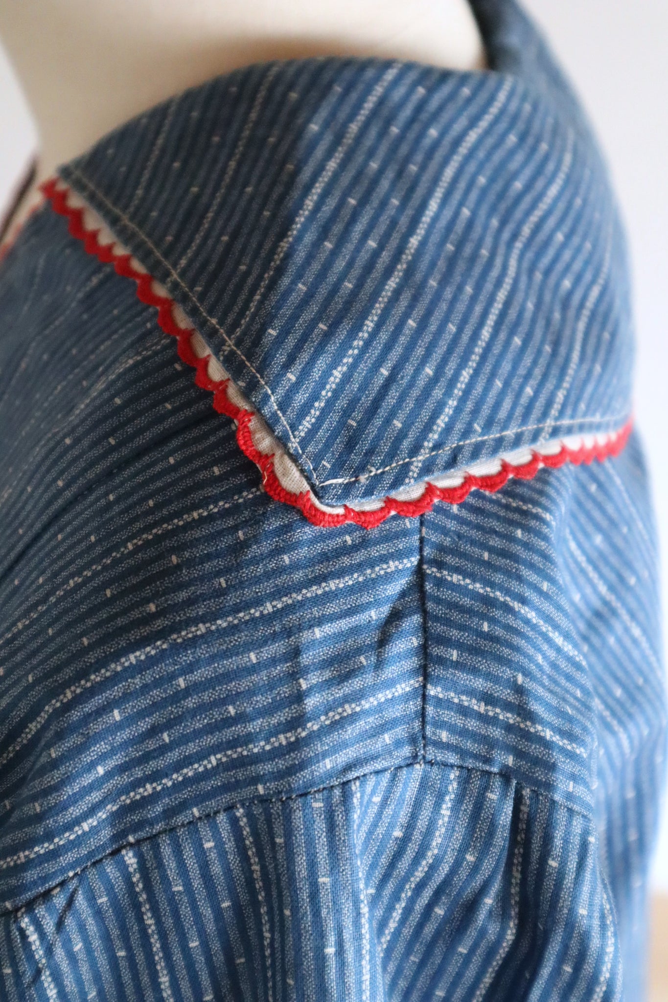 1910s Indigo Calico Dress