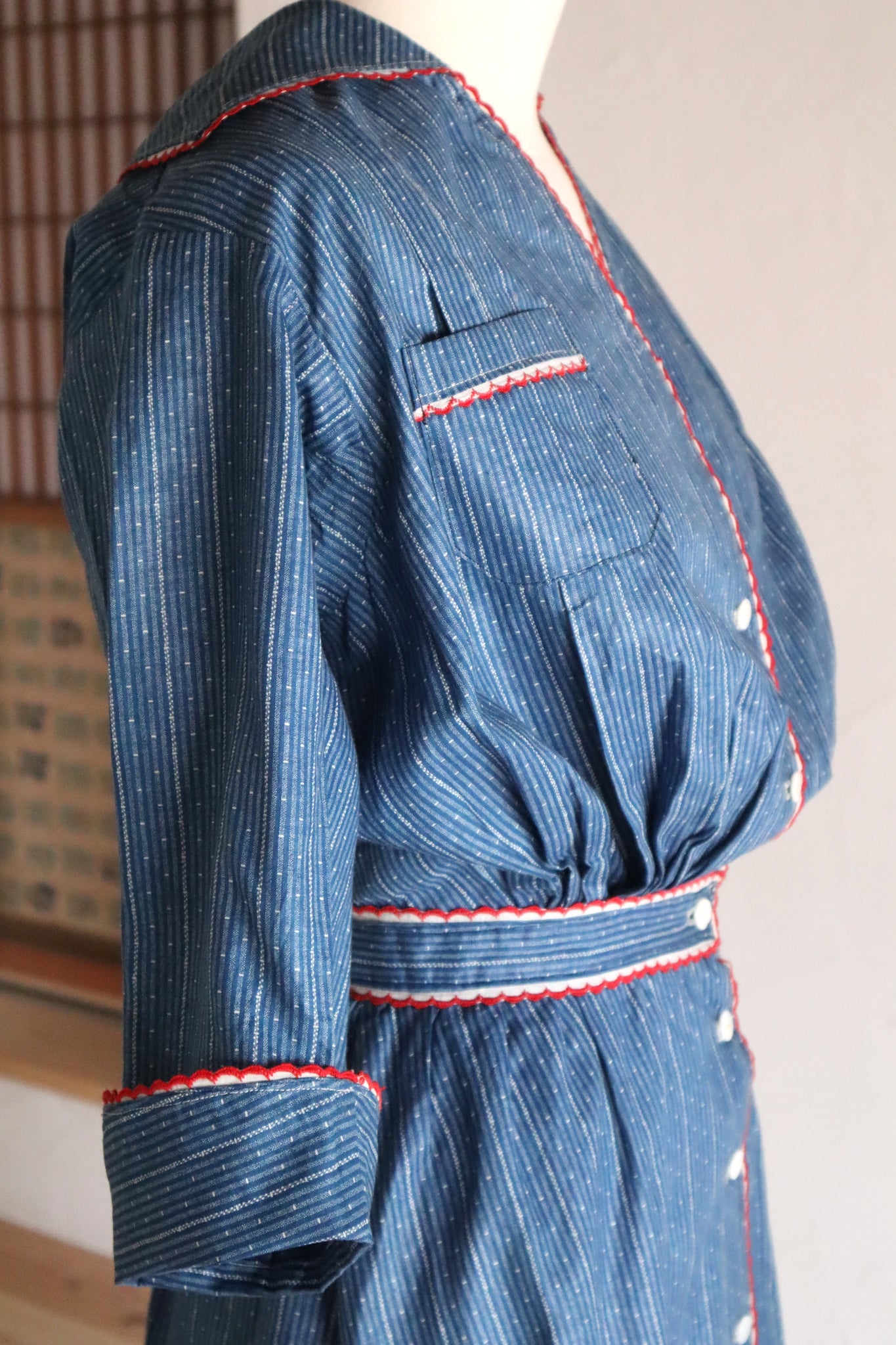 1910s Indigo Calico Dress