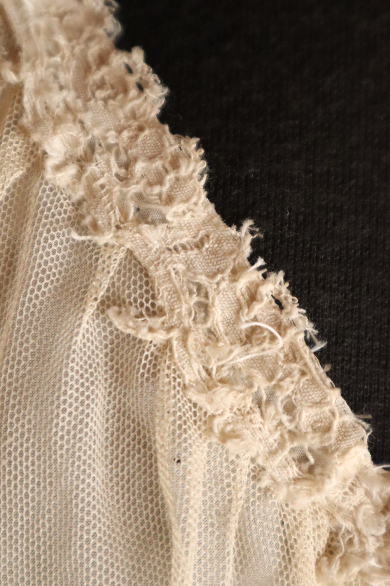 1920s Cotton Tulle Cape Collar with Hand Bobbin Lace Trim