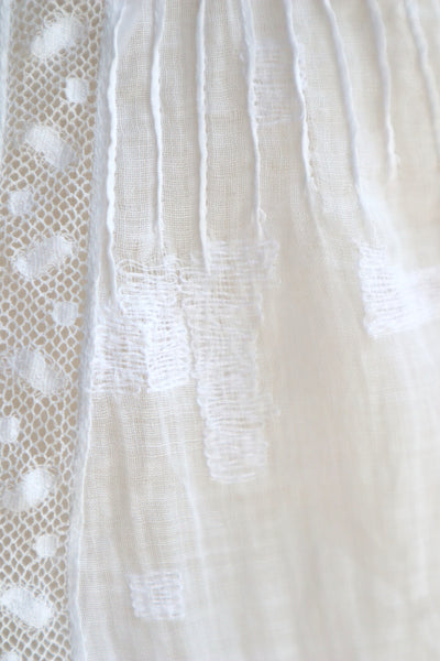 1900s Patch Embellished Muslin Cotton Dress
