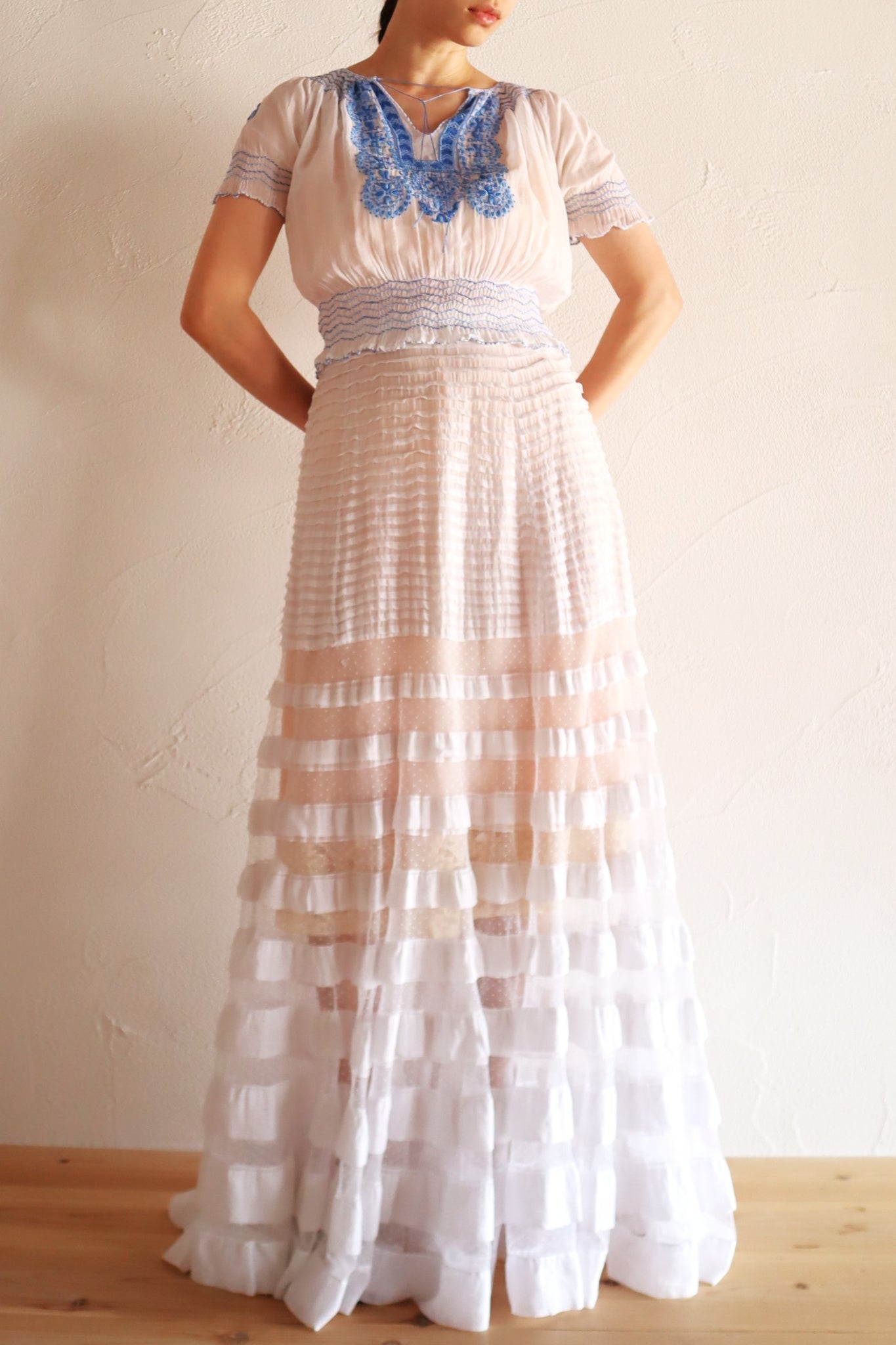 Late 1930s Hungarian Hand Embroidered Smocked Blouse