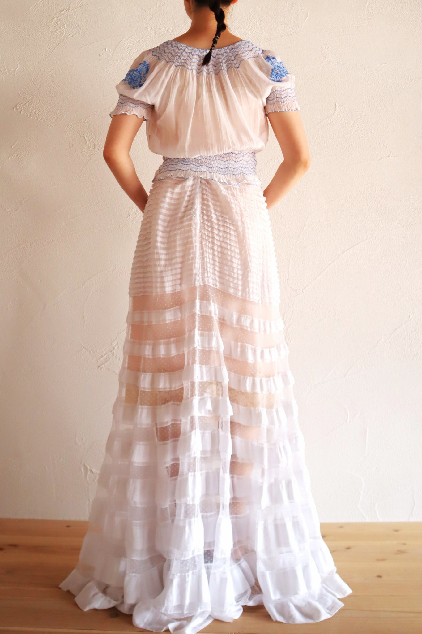Late 1930s Hungarian Hand Embroidered Smocked Blouse