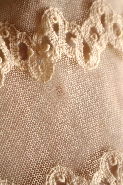 1920s Cotton Tulle Cape Collar with Hand Bobbin Lace Trim