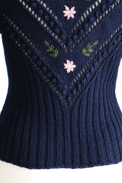 80s Navy Austrian Cardigan Size S