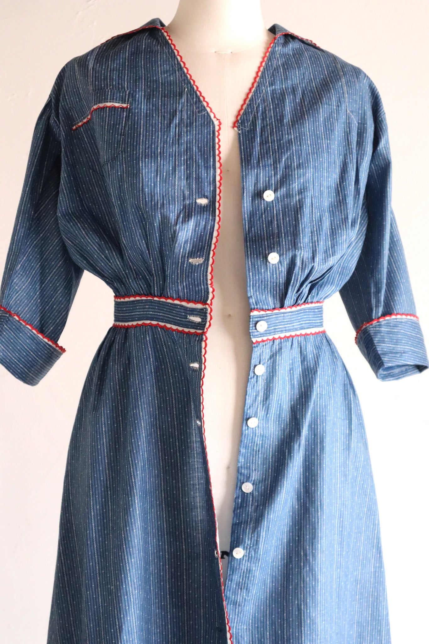 1910s Indigo Calico Dress