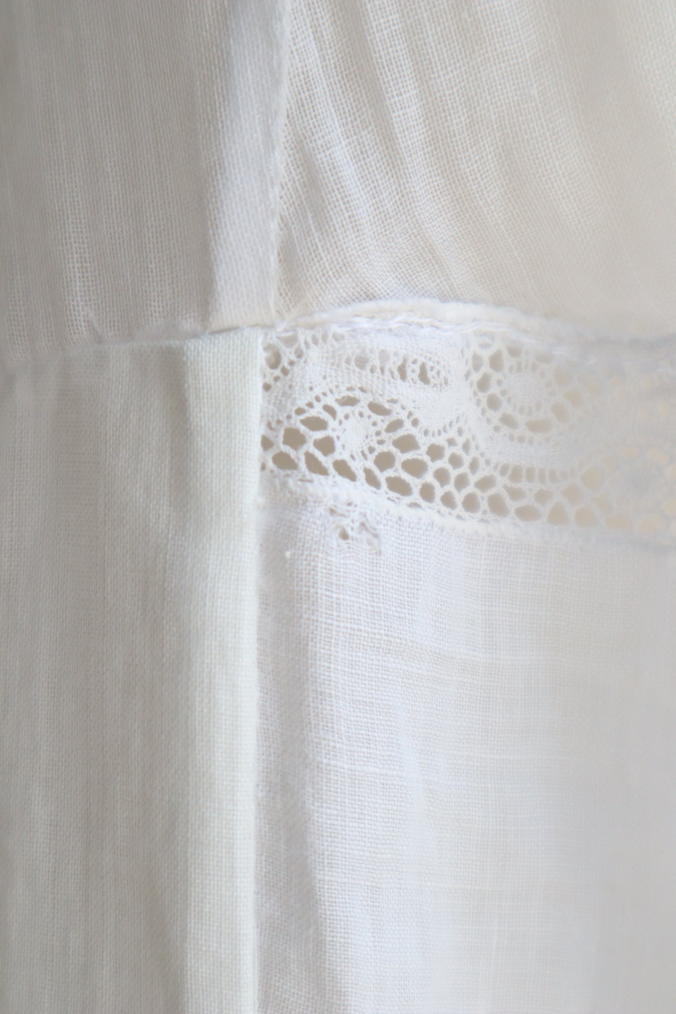 1900s Patch Embellished Muslin Cotton Dress