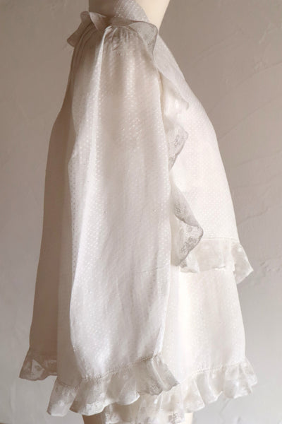 1910s Swiss Dot Big Collar Bed Jacket