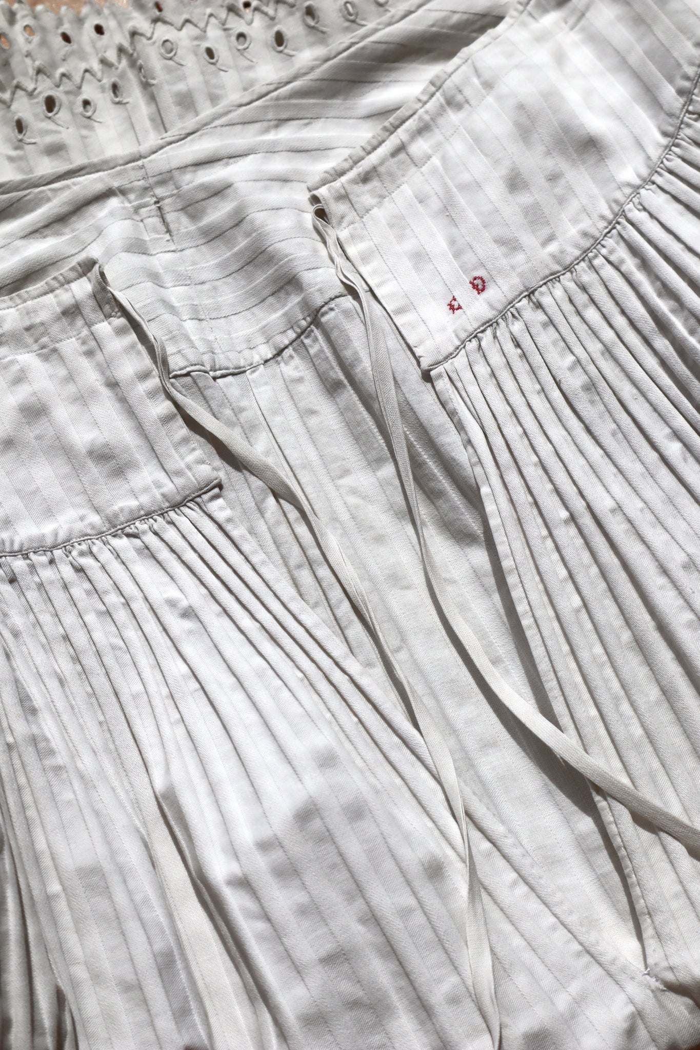 1910s French Striped Cotton Skirt