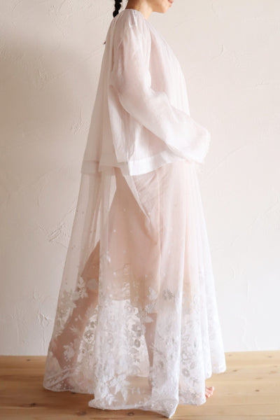1900s French Linen Church Smock with Carrickmacross Style Lace