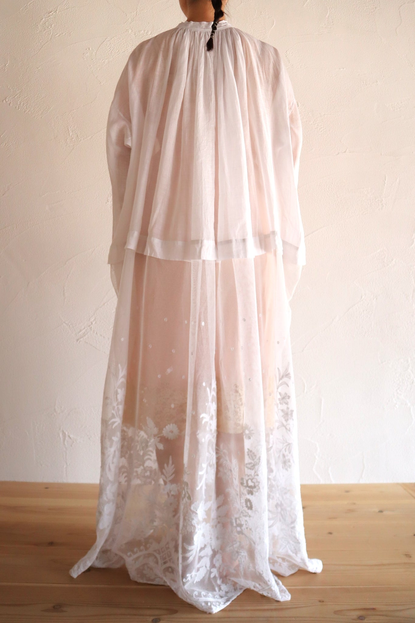 1900s French Linen Church Smock with Carrickmacross Style Lace