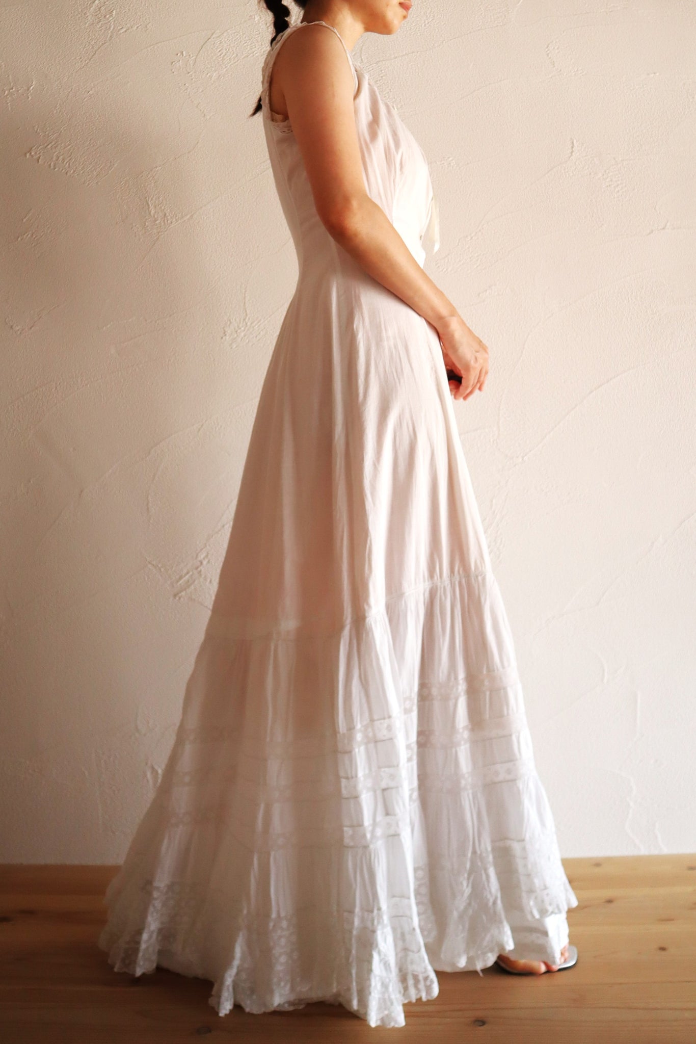 1910s French Valenciennes Lace Cotton Dress