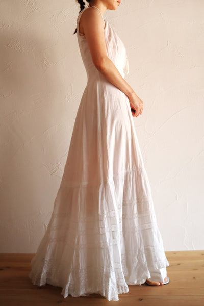 1910s French Valenciennes Lace Cotton Dress