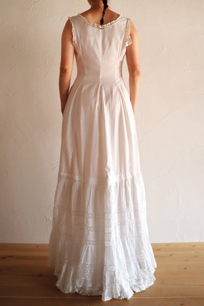 1910s French Valenciennes Lace Cotton Dress