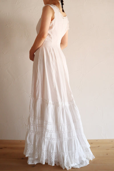 1910s French Valenciennes Lace Cotton Dress