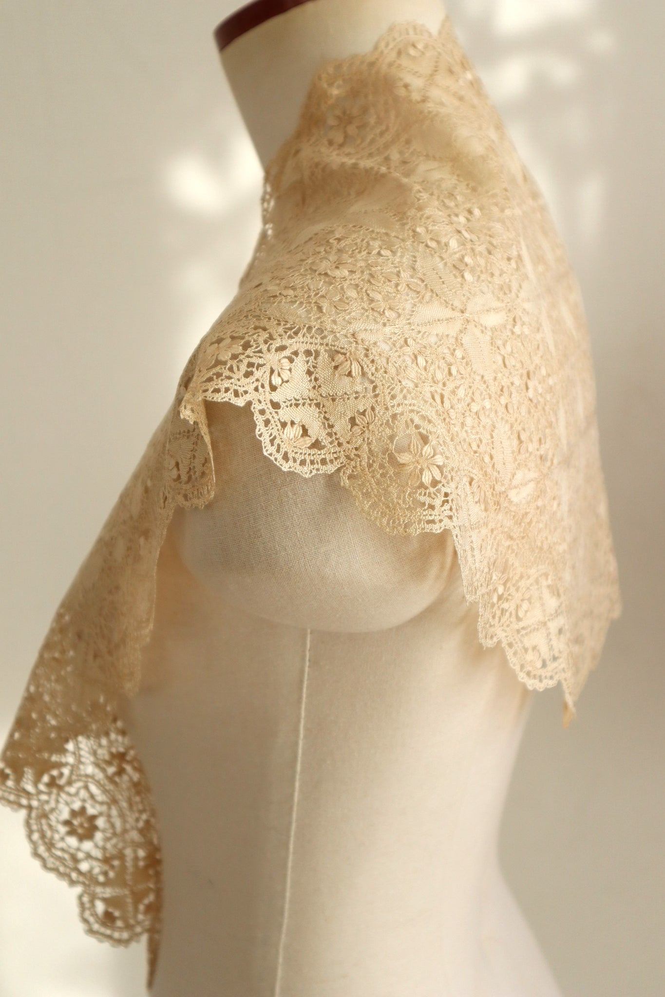 1900s Silk Maltese Lace Shawl