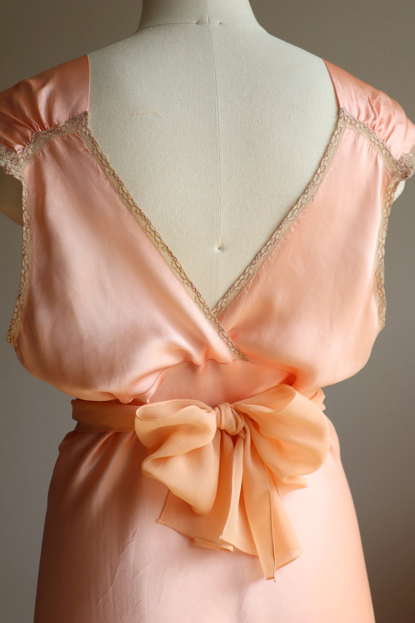 1930s Peach Silk Nightgown