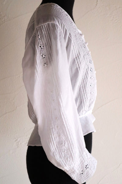 1910s French Cotton Cutwork Embroidered Blouse