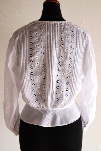 1910s French Cotton Cutwork Embroidered Blouse