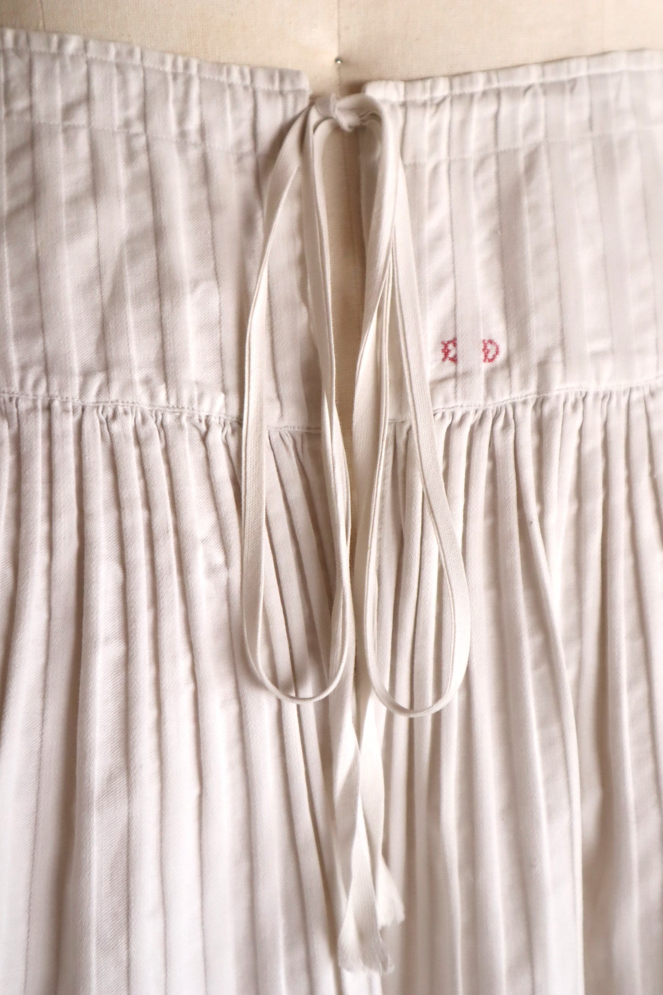1910s French Striped Cotton Skirt