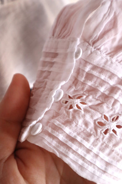 1910s French Cotton Cutwork Embroidered Blouse