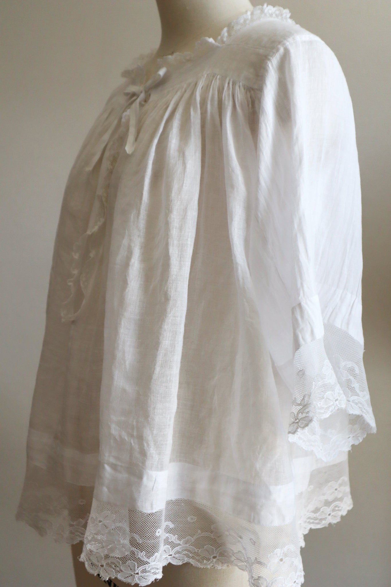 1890s French Handsewn Linen Church Smock